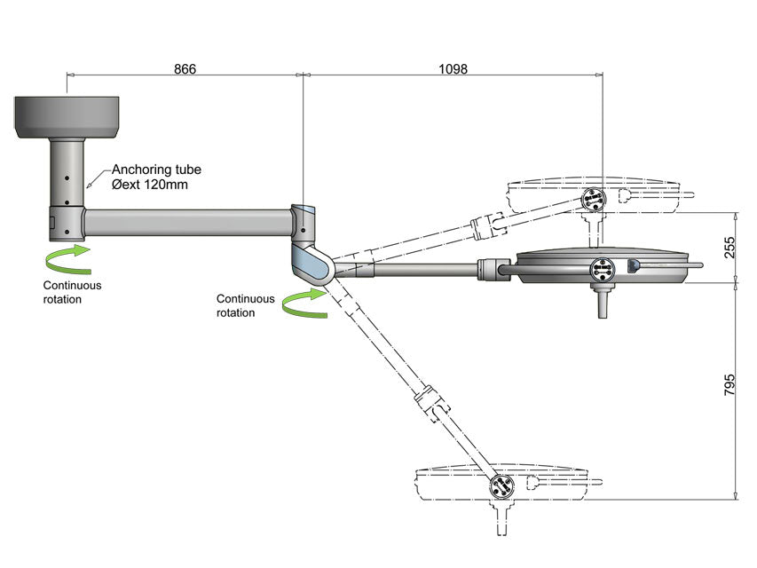 Lampada operatoria scialitica Pentaled 63N a soffitto - vista 1