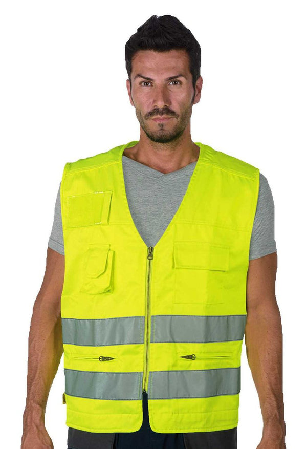 Gilet alta visibilita Logica 840HV multitasche - Giallo