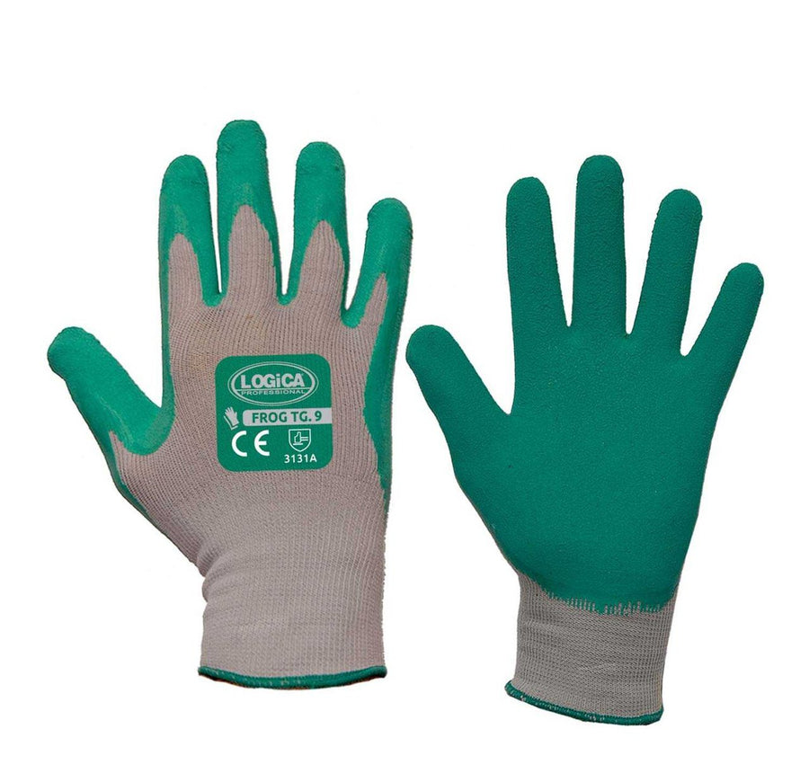 Guanti da lavoro Logica FROG schiuma di lattice grigio-verde antiscivolo touchscreen EN 388 3131A