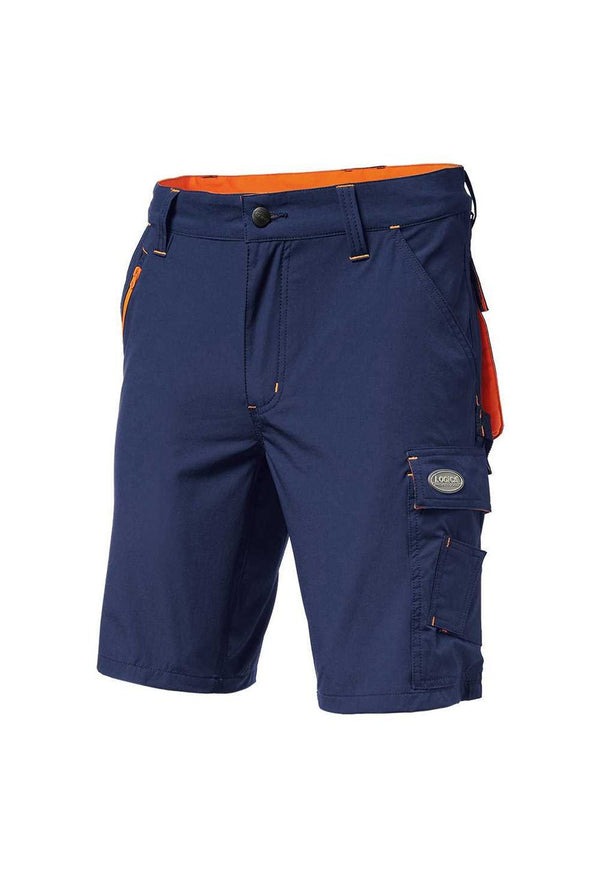 Bermuda da lavoro Logica ANTIGUA multitasche super-stretch - Blu/Arancio
