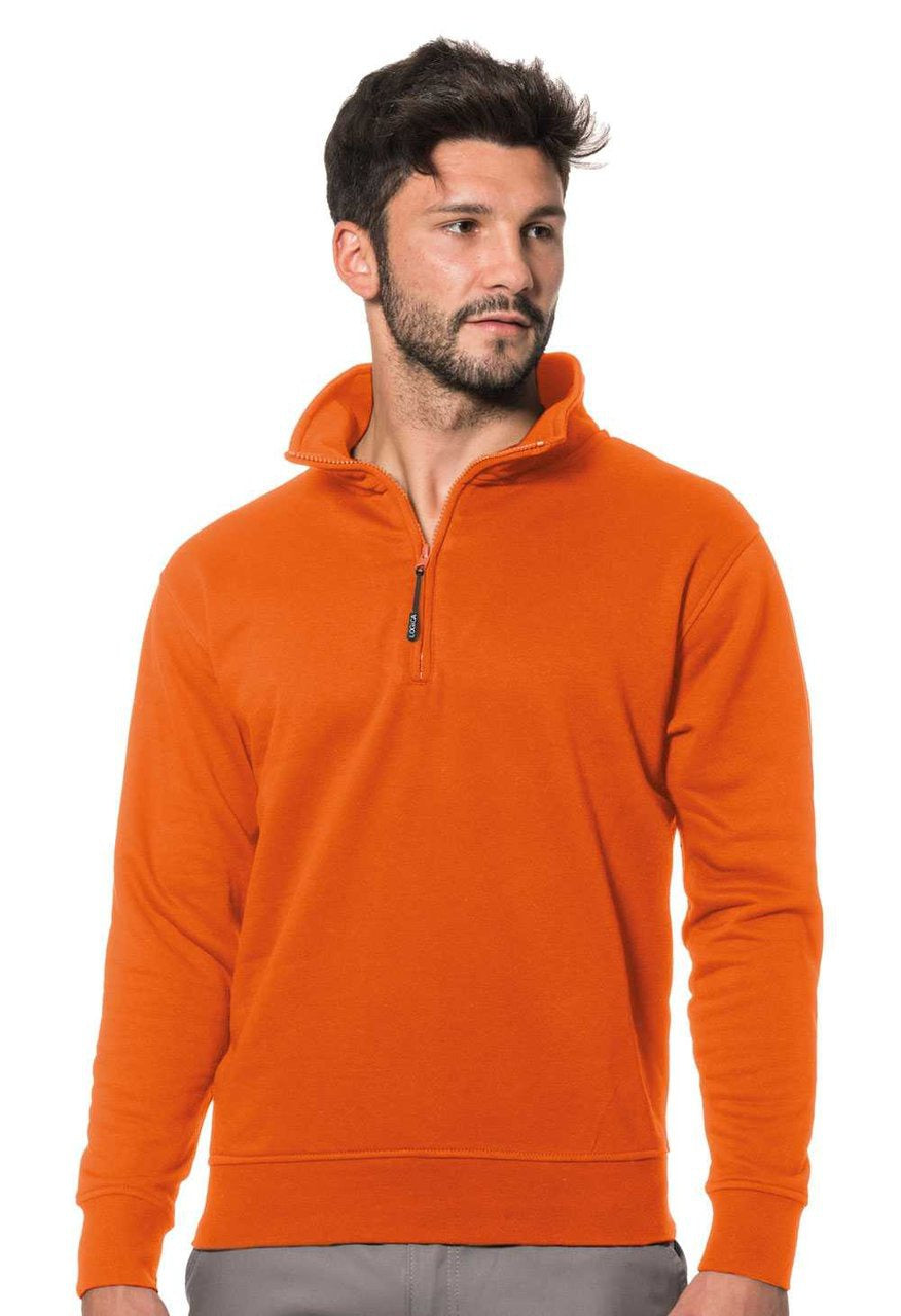 Felpa da lavoro Logica SAN ZENO con zip corta 280 gr - Arancio