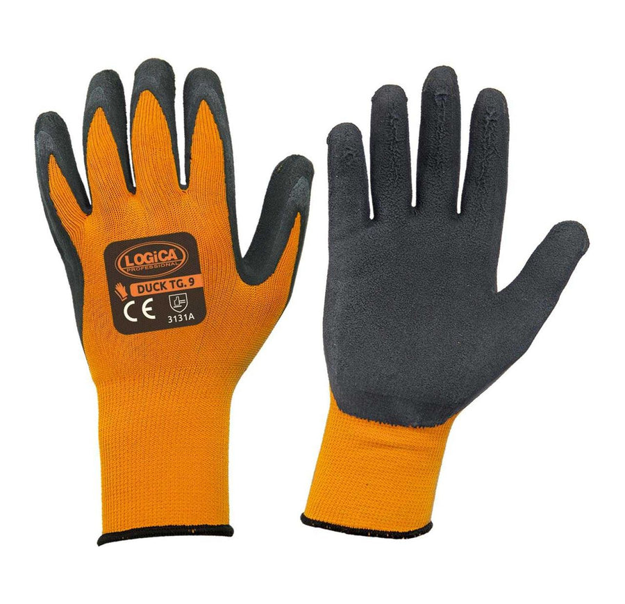 Guanti da lavoro Logica DUCK schiuma di lattice arancio-nero antiscivolo EN 388 3131A