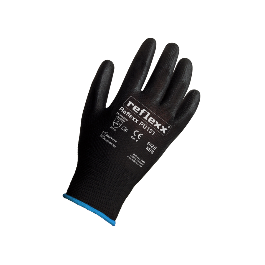 Guanti supportati in poliuretano nero: Reflexx PU131 - 1 paio | PU131 | 100 paia