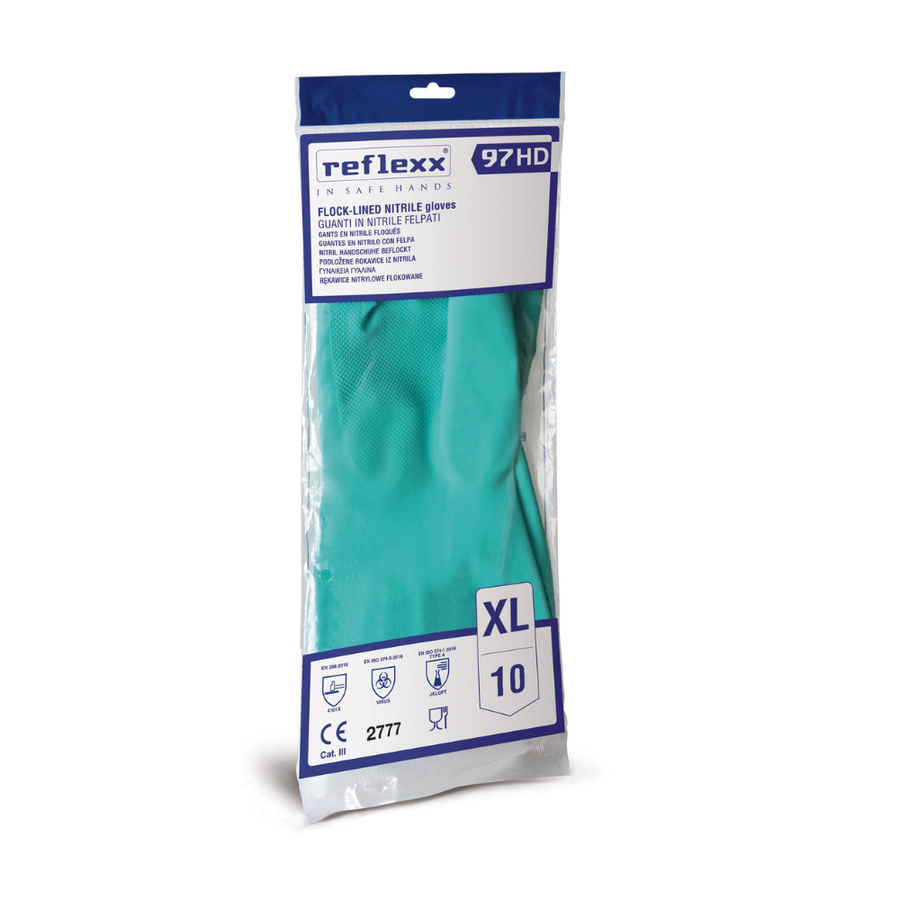 Guanti riutilizzabili in nitrile felpato Reflexx 97 HD - 63,0 g - 50 paia