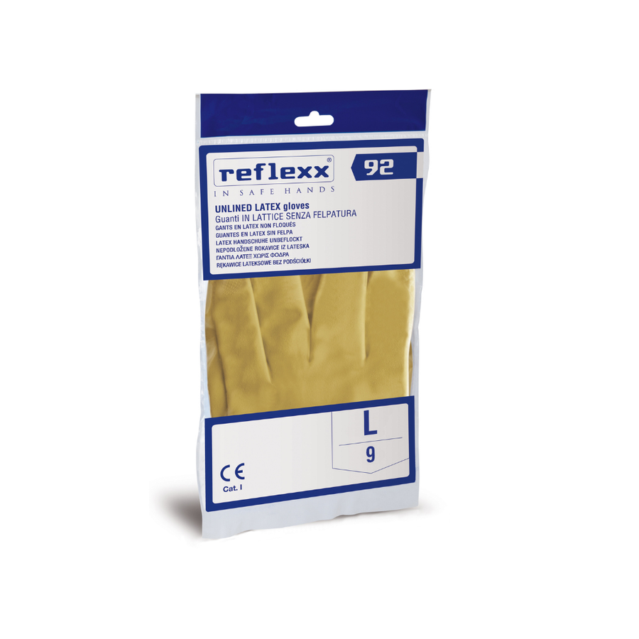 Guanti riutilizzabili in lattice satinato felpato Reflexx 92 - 50,0 g - 120 paia