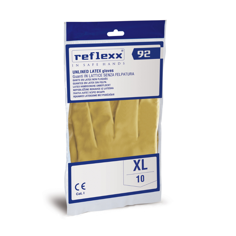 Guanti riutilizzabili in lattice satinato felpato Reflexx 92 - 50,0 g - 120 paia