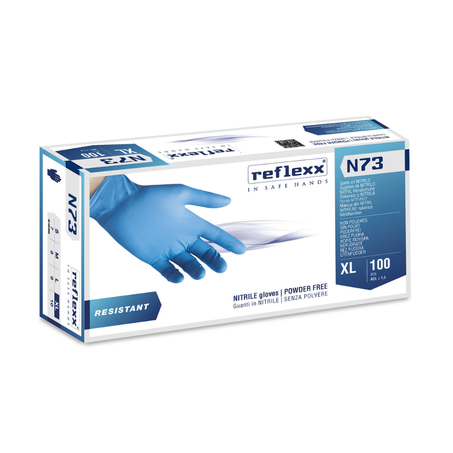 Guanti monouso in nitrile azzurro Reflexx N73 - 4,5 g - 10 box da 100 pezzi
