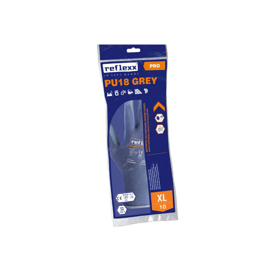 Guanti supportati in poliuretano grigio Reflexx PU18 - 1 paio - 100 paia