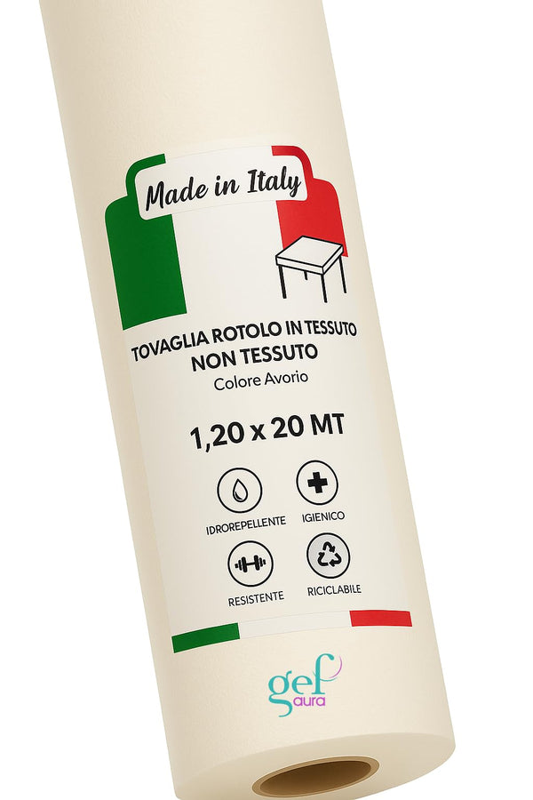 Rotolo Tovaglia TNT 1,2x20 m Monouso Professionale – Idrorepellente, Resistente, Spunbond 50 g/m² – Certificato Oeko-Tex® – Made in Italy per Hotel, Ristoranti e Catering