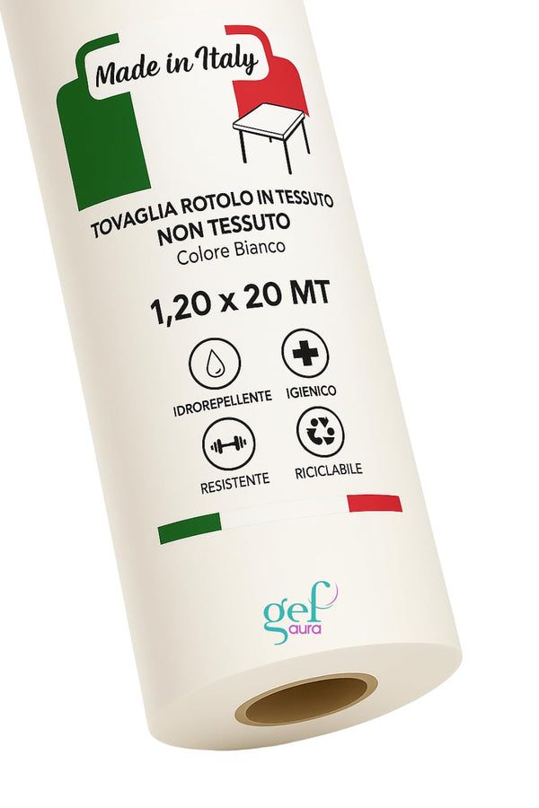 Rotolo Tovaglia TNT 1,2x20 m Monouso Professionale – Idrorepellente, Resistente, Spunbond 50 g/m² – Certificato Oeko-Tex® – Made in Italy per Hotel, Ristoranti e Catering
