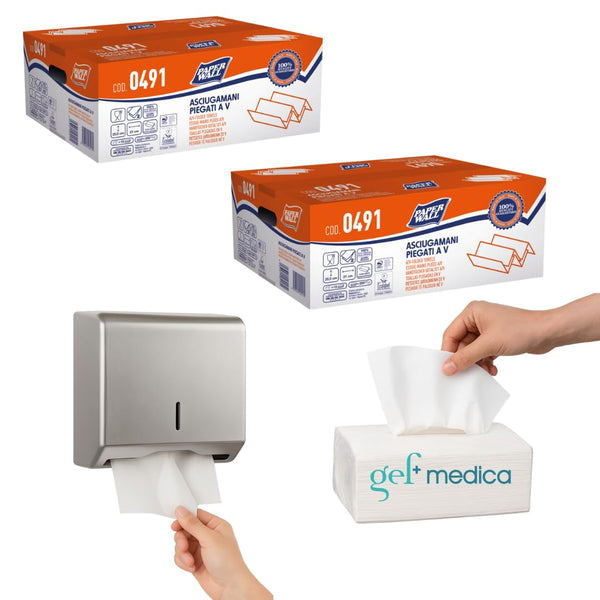 Asciugamani Piegati a V WALL0491 - 2 Veli Pura Cellulosa - 200 Fogli - Confezione 15 Pacchi (3.000 Fogli)