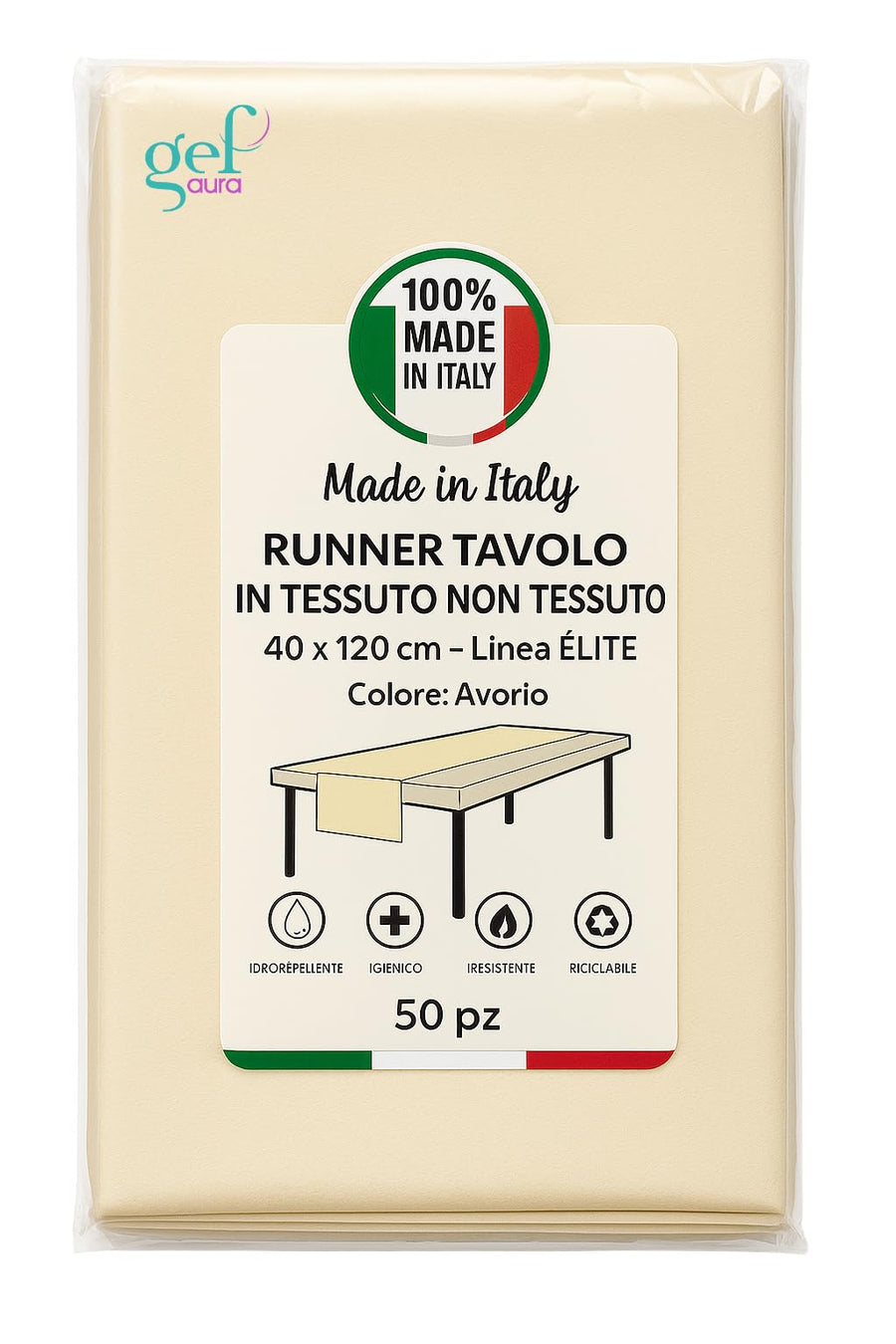 Runner Tavola TNT 40x120 cm Monouso Professionale – Idrorepellente, Resistente, Traspirante – Certificato Oeko-Tex® – Made in Italy per Hotel e Ristoranti