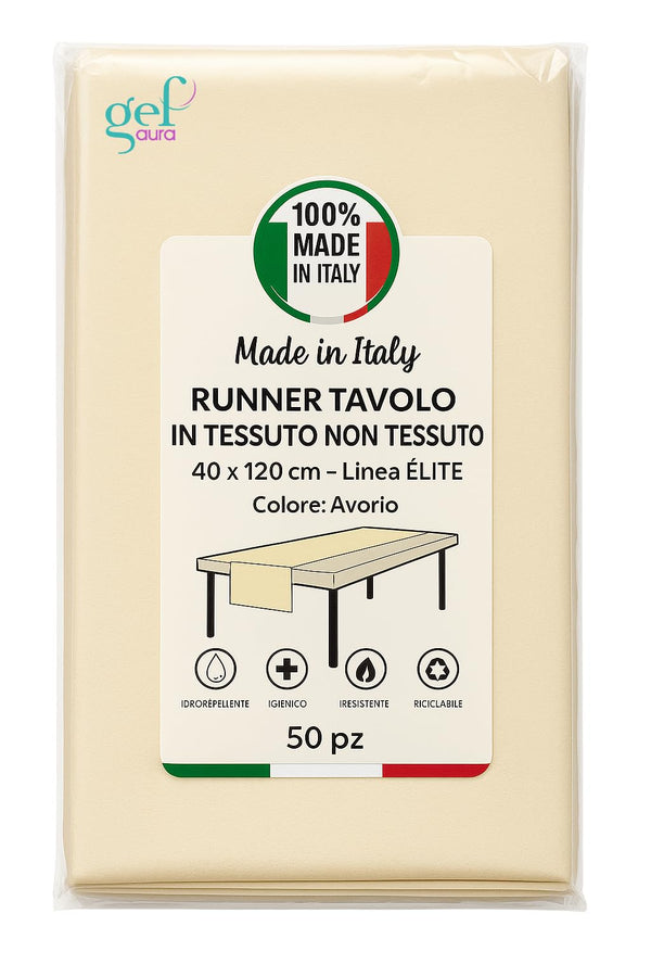 Runner Tavola TNT 40x120 cm Monouso Professionale – Idrorepellente, Resistente, Traspirante – Certificato Oeko-Tex® – Made in Italy per Hotel e Ristoranti