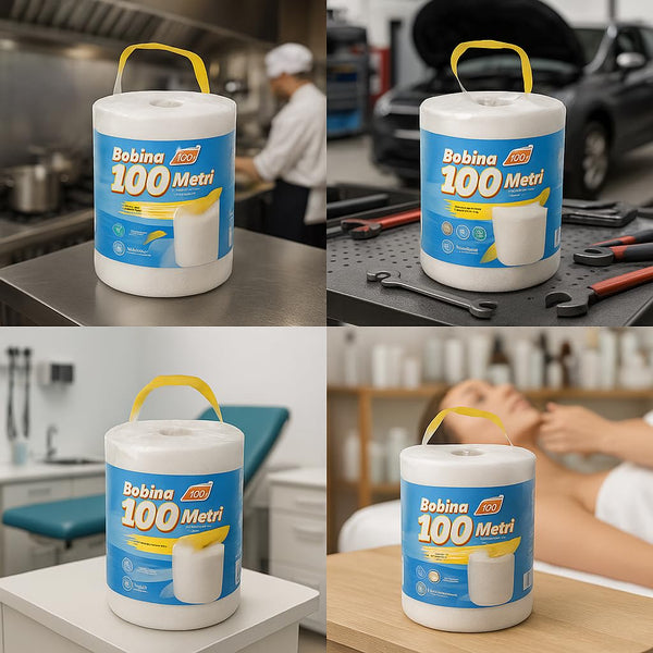 Bobina Multiuso WALL159 100 Metri - 2 Veli Pura Cellulosa - 416 Strappi - Confezione 6 Rotoli