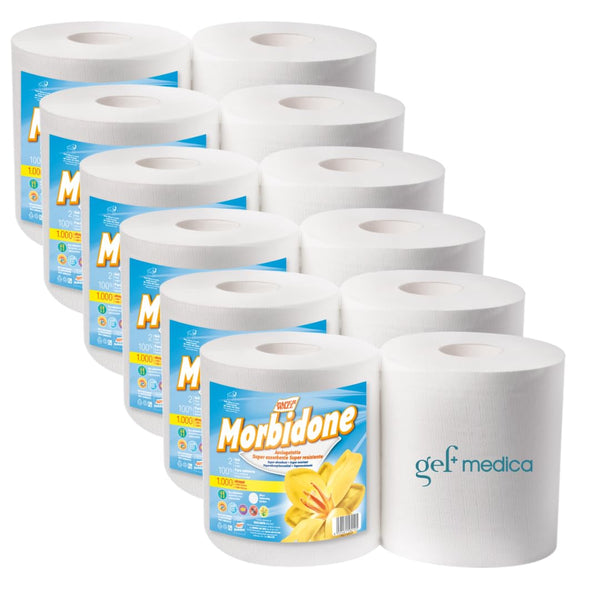 Bobina Morbidone WALL158 - 2 Veli Pura Cellulosa - 500 Strappi - Carta Professionale Ambulatori