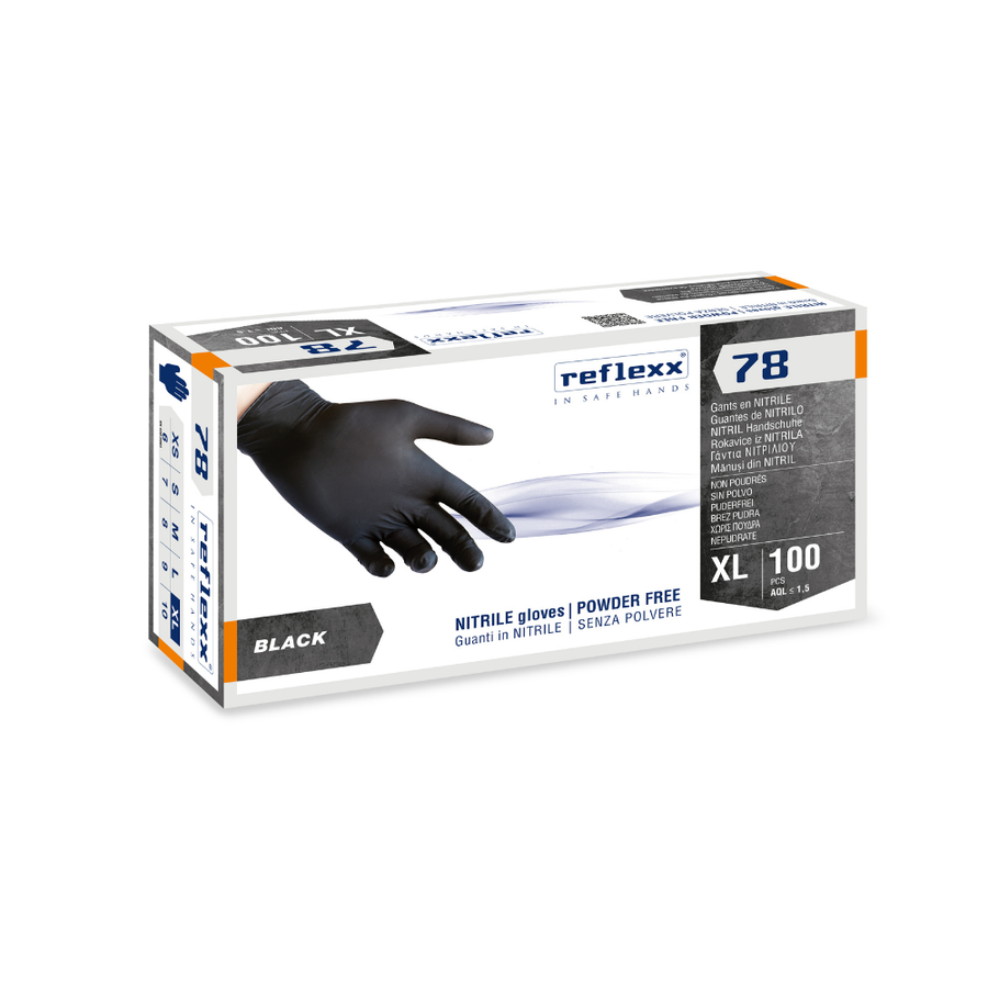 Guanti monouso in nitrile nero Reflexx R78 - 4,0 g - 10 box da 100 pezzi
