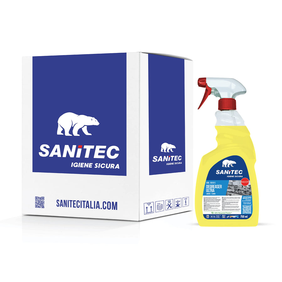 Degreaser Ultra Lemon 1810-S SANITEC - sgrassatore universale profumato al limone - 6 flaconi 750ml
