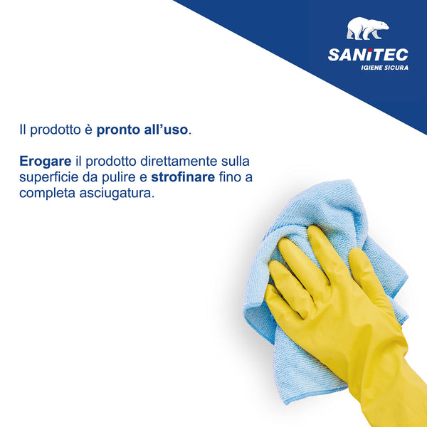 Crystal 1866-S SANITEC - Detergente Multiuso per Vetri e Specchi Anti-Alone - 6 Flaconi 750ml