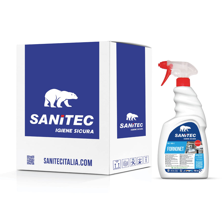 Sanitec 1960-S Fornonet - Detergente Alcalino Schiumogeno Forni Grill Piastre - Cartone 6 Flaconi da 750ml (4,5L Totali)