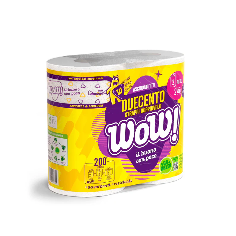Wow! Asciugatutto Carta Casa — Carta da Cucina Assorbente · Cartone da 12 confezioni