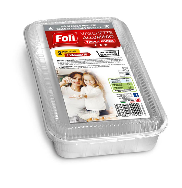 Foli'cont Tripla Forza Alluminio Con coperchio 1porz 2pz – Cartone 48 pz