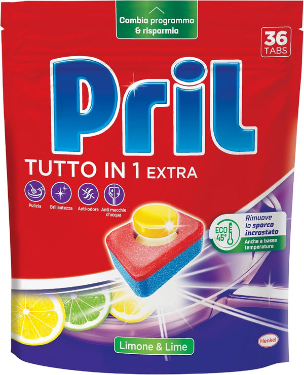 Pril Tutto in 1 Extra tabs limone e lime 36 pezzi