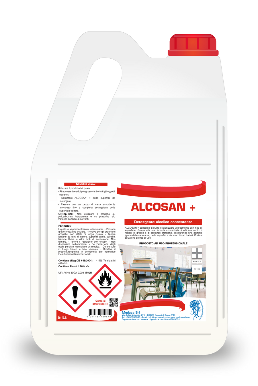 Alcosan+ detergente alcolico tanica 5lt – 4 pz