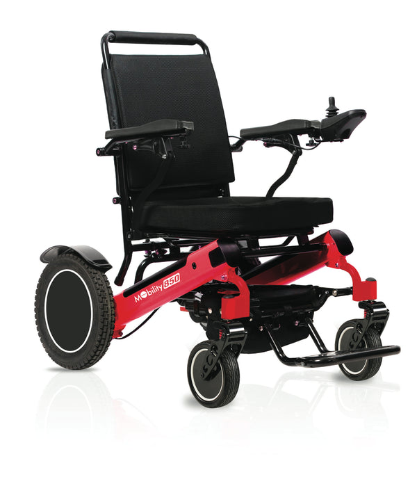 Carrozzina elettrica pieghevole Mobility850, vista laterale