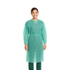 gef + medica – Camice Monouso in PLP 30 g/m², Girocollo, Polsini Elasticizzati o in Maglia, Chiusura a Lacci, Unisex, Verde, Taglia Unica