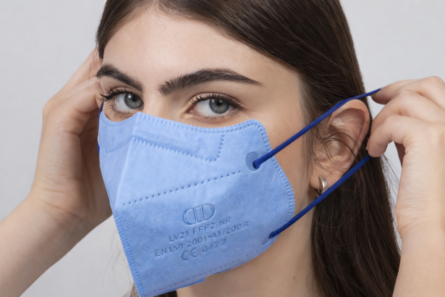 Mascherina FFP2 NR Azzurra Made in Italy – DPI Classe III, CE 2761, Senza Valvola