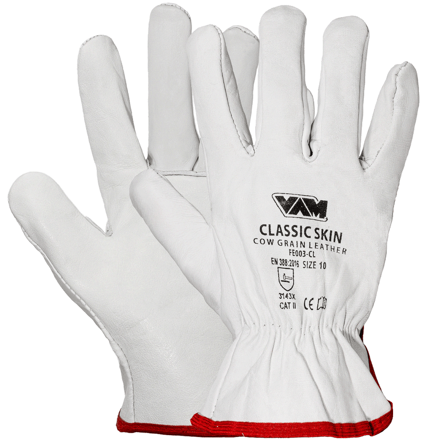 Guanti pelle fiore bovina VAM Classic Skin FE003-CL - bianco 240mm - cartone 100 paia