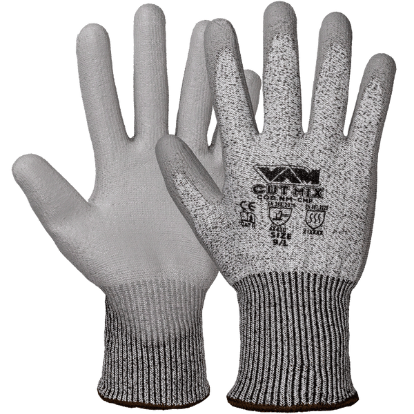 Guanti antitaglio nylon/poliuretano VAM Cut Mix NM-CMP - grigio 240mm type C - cartone 120 paia