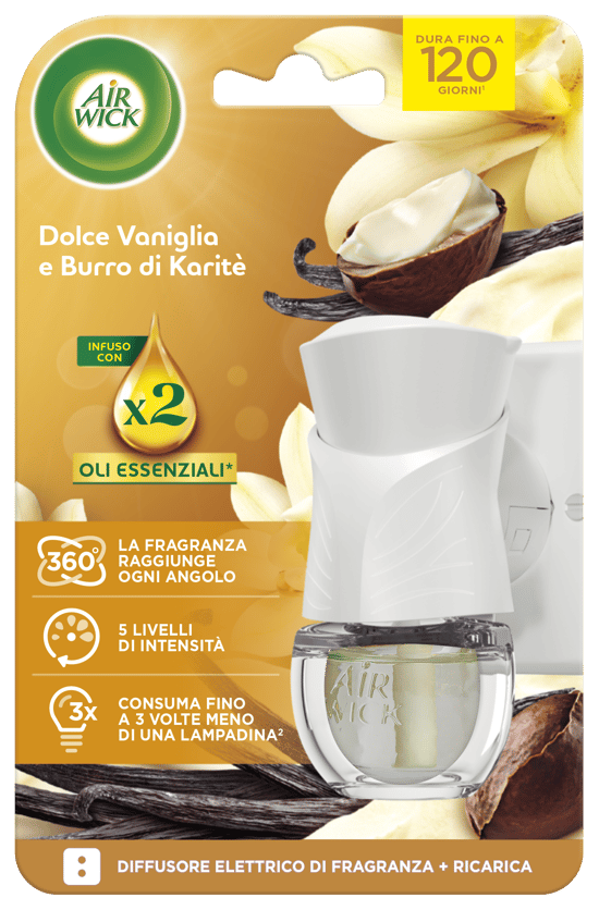 Air Wick diffusore elettrico con ricarica Dolce Vaniglia e Burro di Karite
