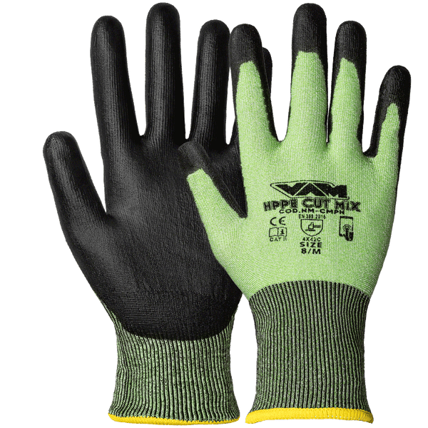 Guanti antitaglio HPPE/nylon VAM HPPE Cut Mix NM-CMPH - verde/nero 240mm type C touchscreen - cartone 120 paia
