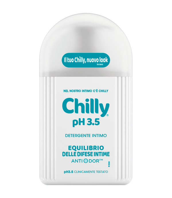 Chilly Intimo pH 3.5 200 ml, confezione di vendita a cartone intero da 12 pezzi.