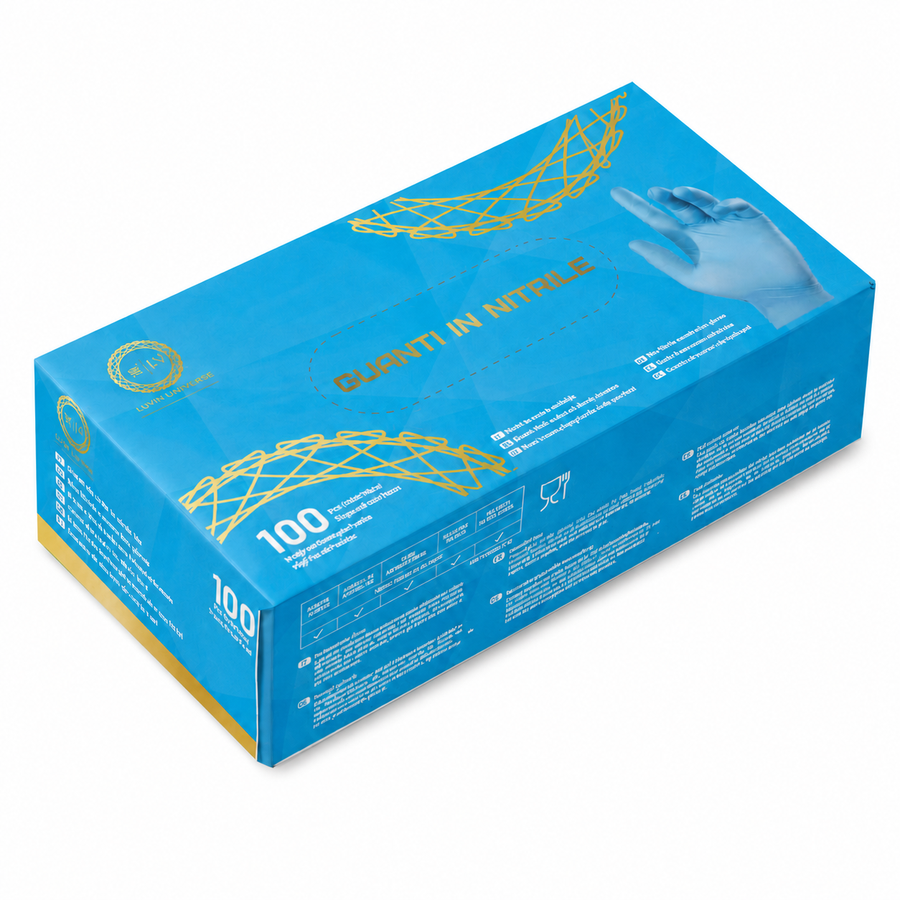 Guanto in nitrile blu Luvin LV001, DM classe I e DPI categoria III