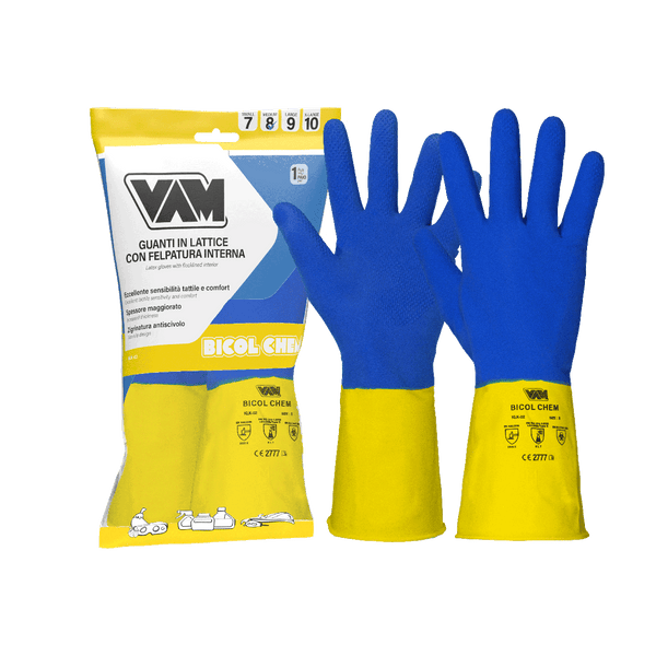 Guanti Lattice Chimici VAM Bicol Chem NM-KLK02 - Bicolore 320mm - Cartone 144 Paia