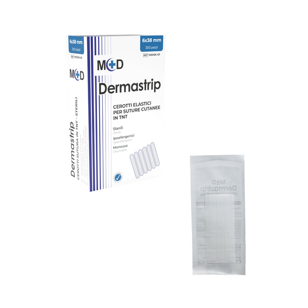 M+D DERMASTRIP Cerottini in TNT per Sutura STERILI - Cartone 6.000 pz (20 box da 300)