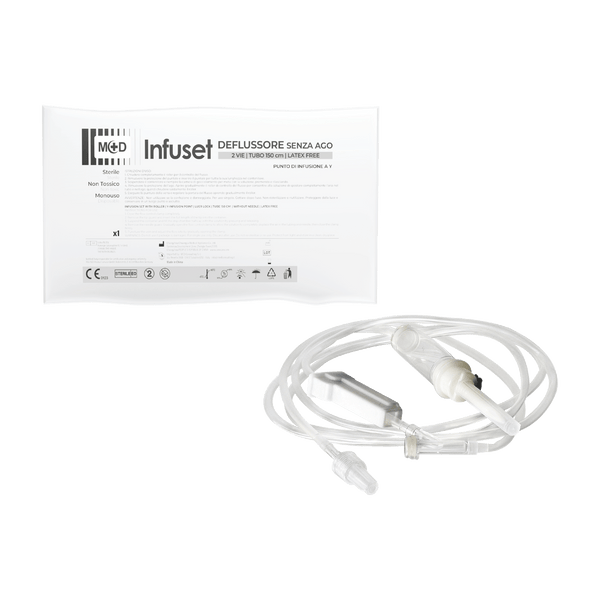 M+D INFUSET 2 VIE Deflussore a 2 Vie Sterile - Cartone 500 pz