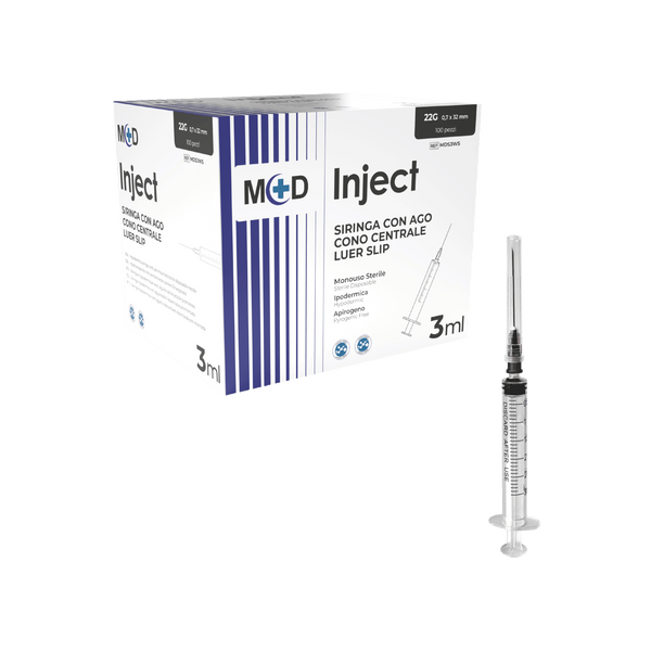 M+D INJECT CON AGO Siringa Monouso 3 Parti con Ago Montato - Sterile