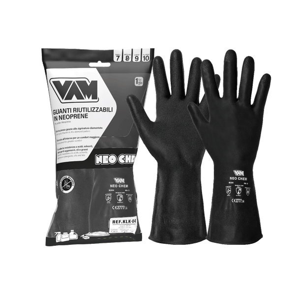 Guanti neoprene chimici VAM Neo Chem NM-KLK-04 - anatomici 300mm - cartone 144 paia
