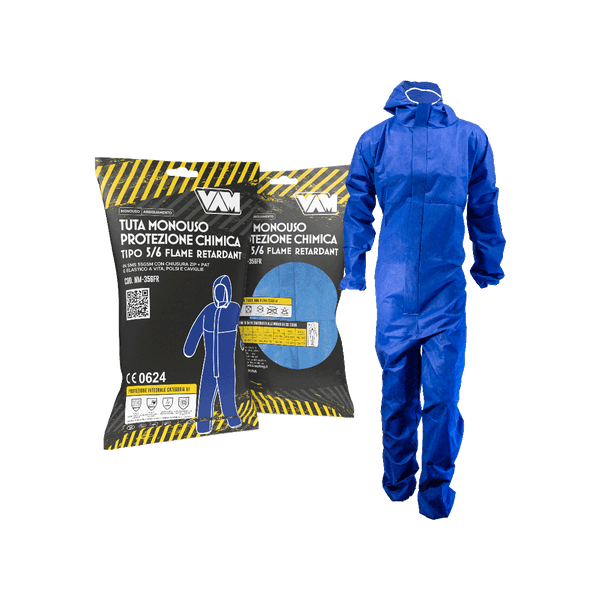 VAM tuta SMS flame retardant tipo 5-6 blu - cartone 25 pezzi