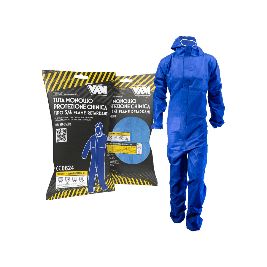 VAM tuta SMS flame retardant tipo 5-6 blu - cartone 25 pezzi