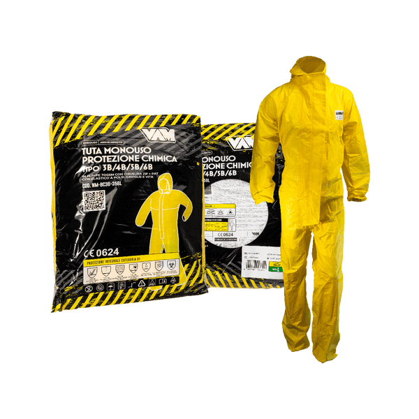 VAM tuta protezione chimica tipo 3B-4B-5B-6B gialla - cartone 25 pezzi
