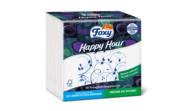 Confezione Foxy Happy Hour con 50 tovaglioli doppiovelo decorati