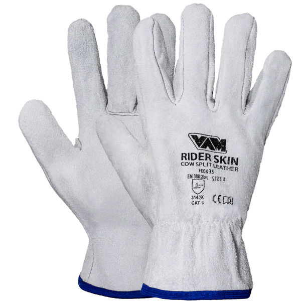 Guanti Pelle Crosta Bovina VAM Rider Skin FE003S - Bianco 240mm - Cartone 100 Paia