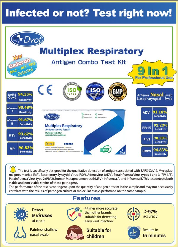 Test rapido DVOT 9-in-1 Multiplex Respiratory - kit professionale