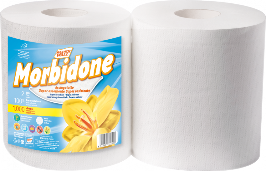 Bobina Morbidone WALL158 — 2 Veli Pura Cellulosa, 1000 Strappi | GEF Medica