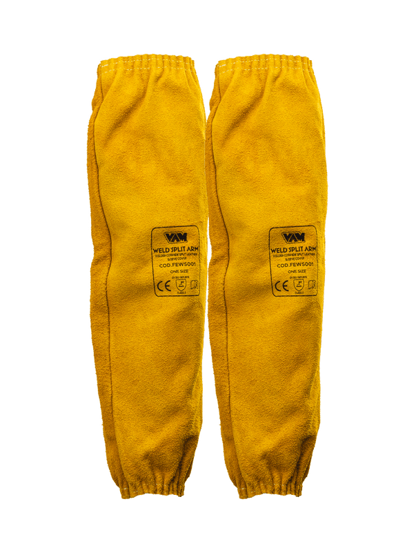 Copri-Manica Saldatore Pelle Crosta Bovina VAM Weld Split Arm FEWS001 - Giallo - Cartone 50 Paia