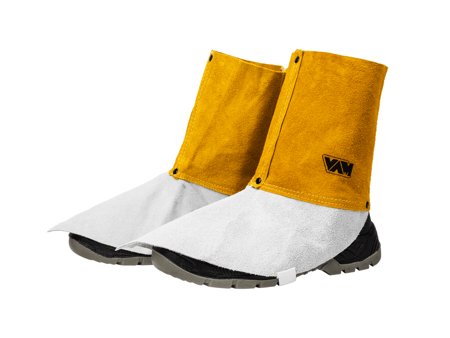 Copri-gamba saldatore pelle crosta bovina VAM Weld Split Leg FEWL001 - giallo - cartone 50 paia